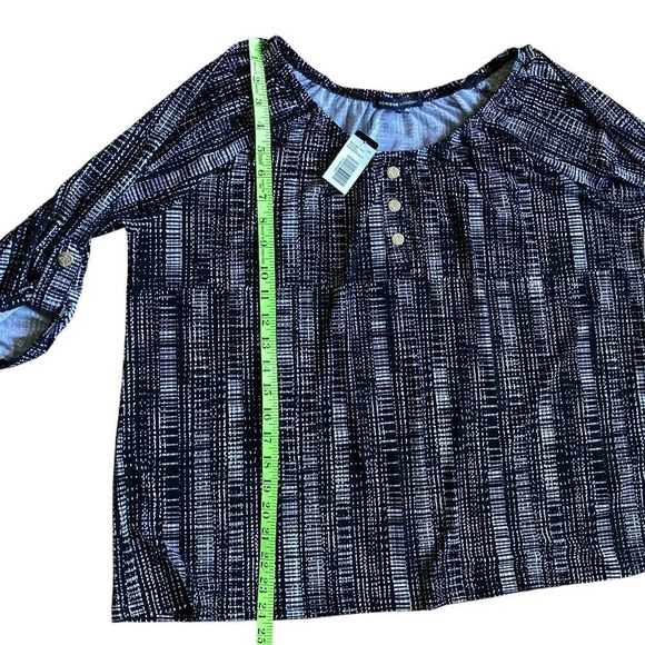 Adrienne Vittadini Knit Crepe Top, Size XL, Black & White Pattern, New with Tags - Picture 8 of 9